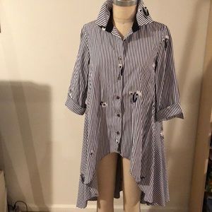 Barami Stripe poplin embroidered shirt